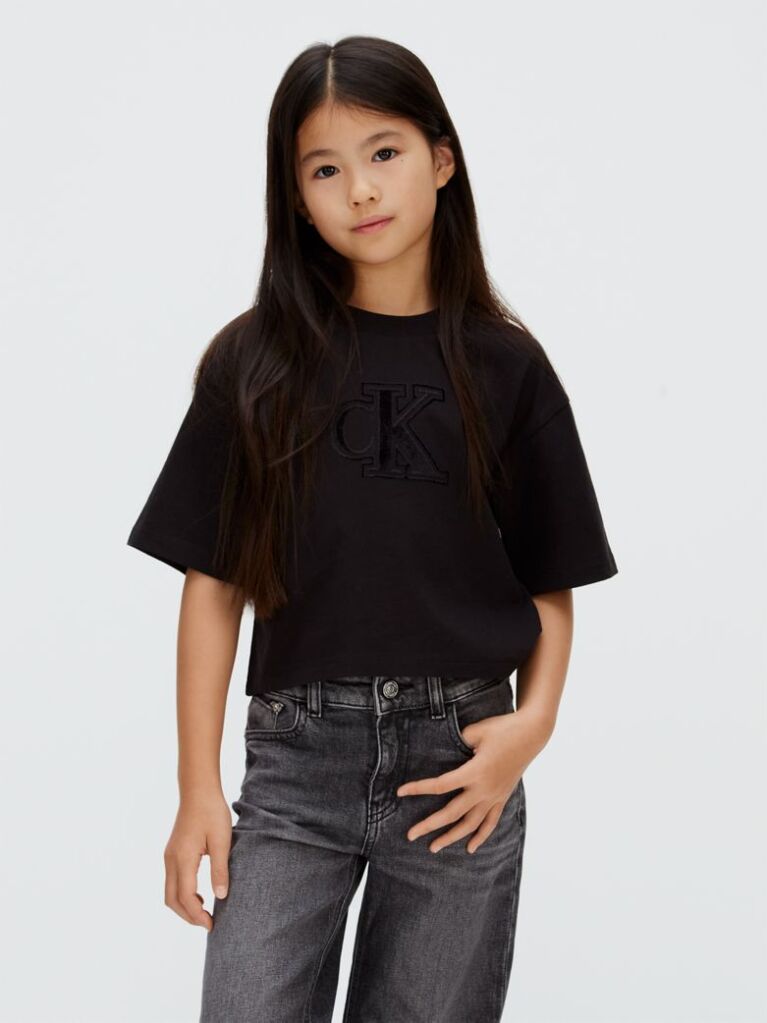 Μαύρο T-shirt Με Λογότυπο Και Boxy Γραμμή  Κορίτσι
