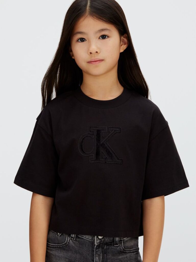 Μαύρο T-shirt Με Λογότυπο Και Boxy Γραμμή  Κορίτσι