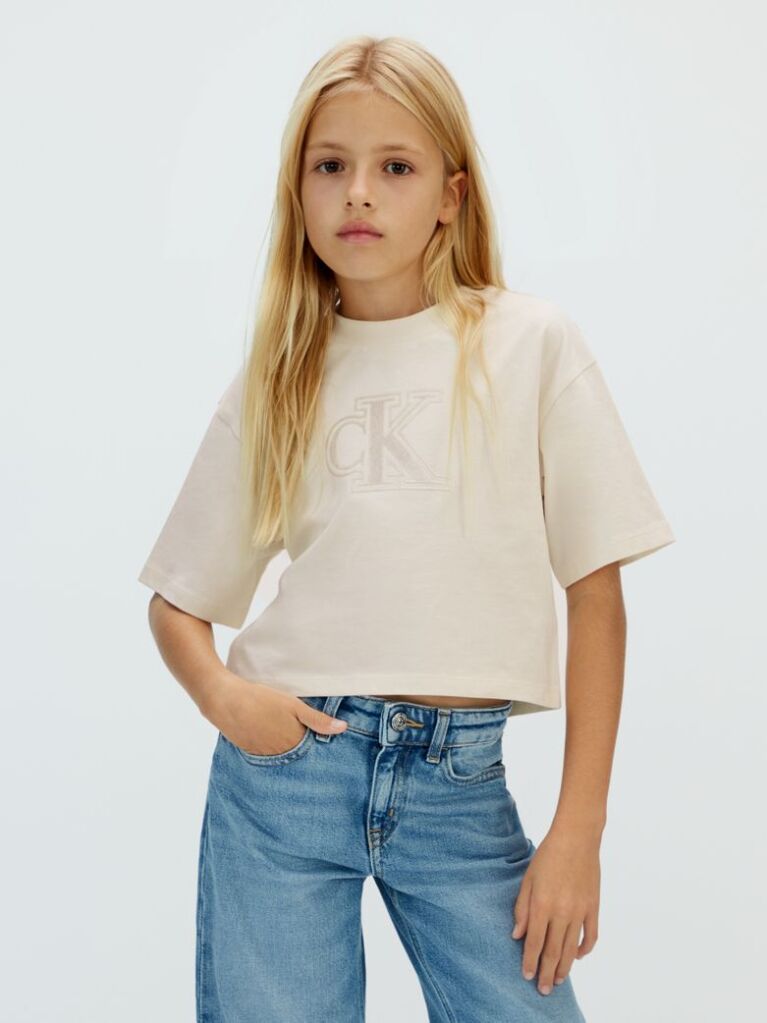 Γκρι T-shirt Με Λογότυπο Και Boxy Γραμμή  Κορίτσι