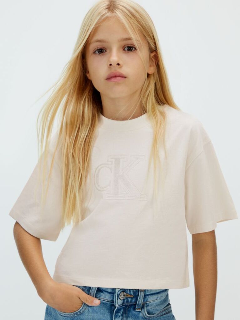 Γκρι T-shirt Με Λογότυπο Και Boxy Γραμμή  Κορίτσι