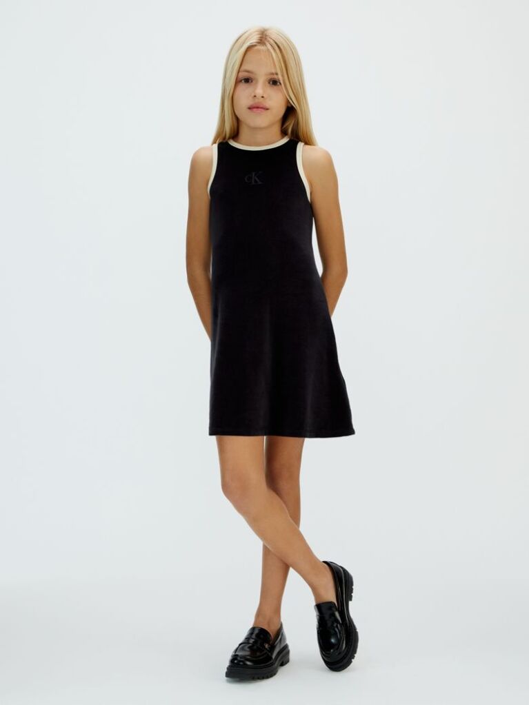 Black A-line Velvet Dress  Girls