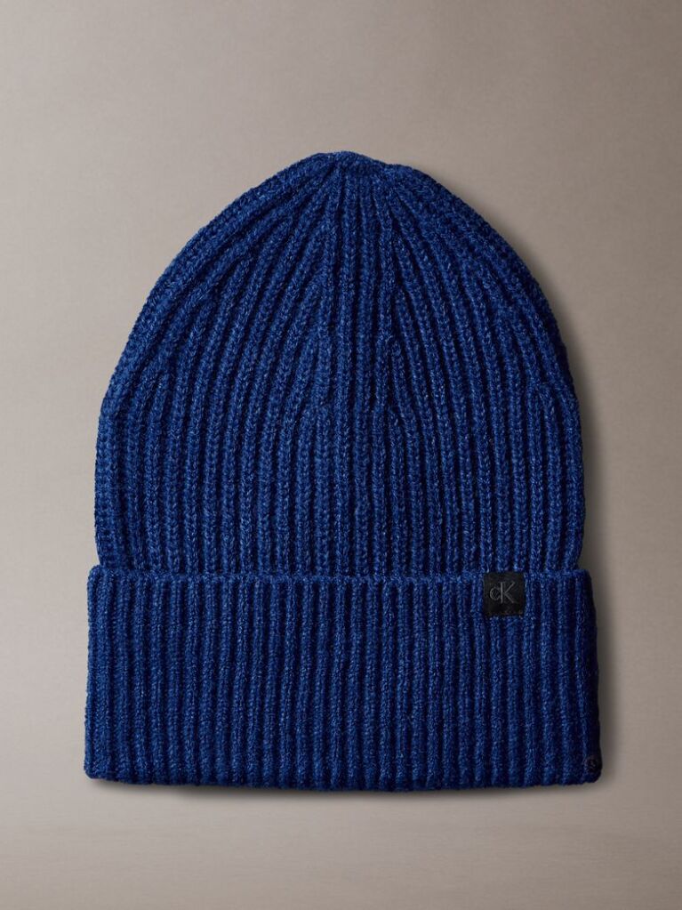 Blue Unisex Ribbed Beanie  Kids Unisex