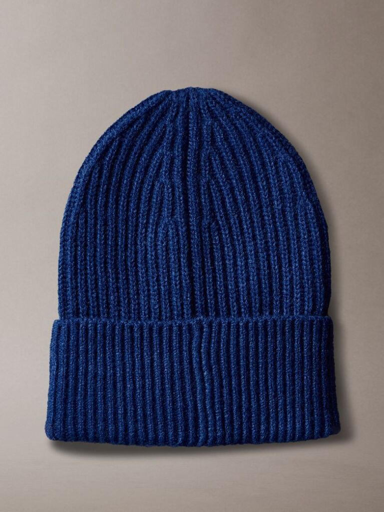 Blue Unisex Ribbed Beanie  Kids Unisex