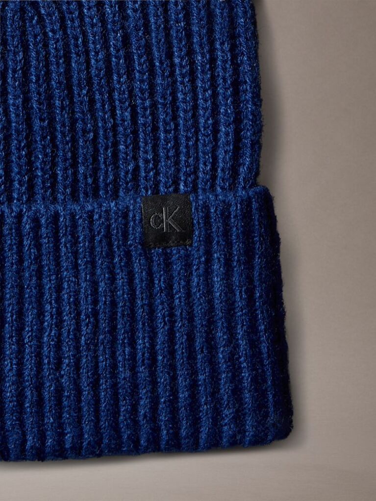 Blue Unisex Ribbed Beanie  Kids Unisex