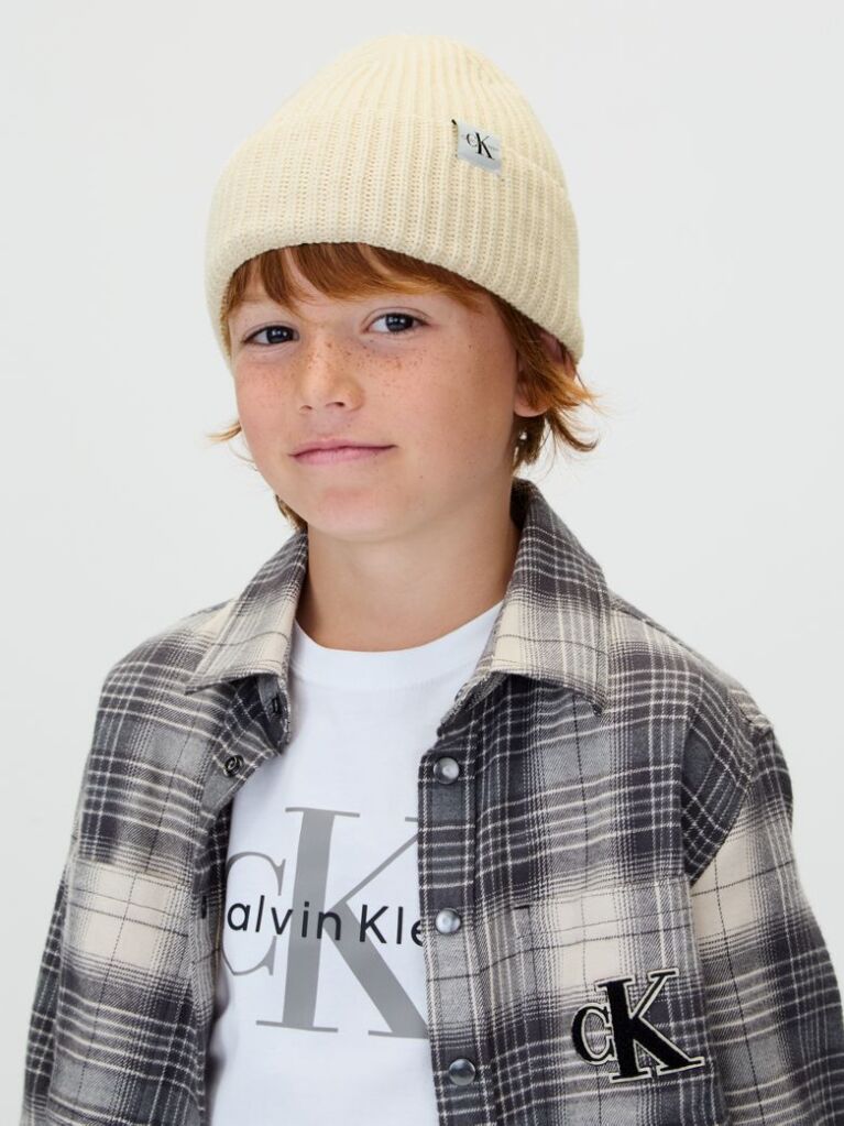 Beige Unisex Ribbed Beanie  Kids Unisex