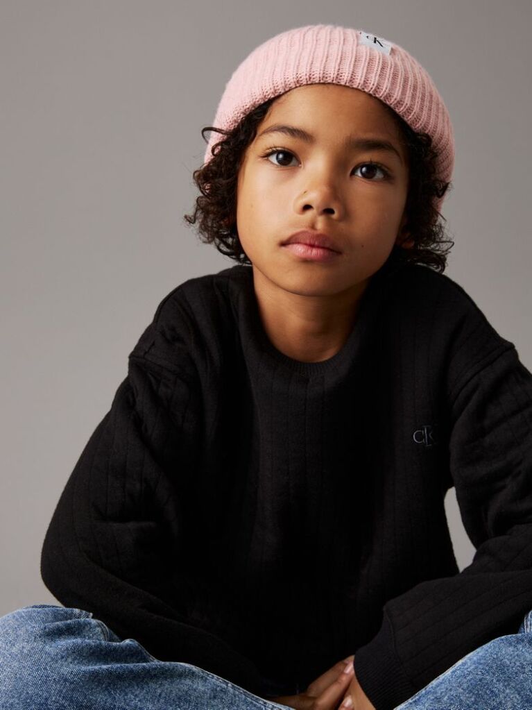 Pink Unisex Ribbed Beanie  Kids Unisex