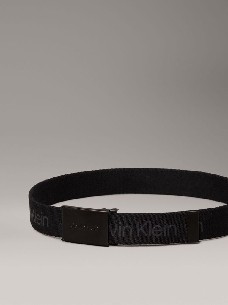 Black Unisex Canvas Logo Belt  Kids Unisex