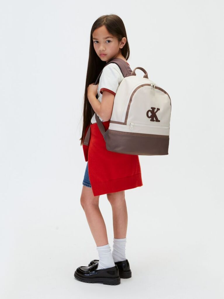Beige Kids' Signature Logo Backpack  Kids Unisex