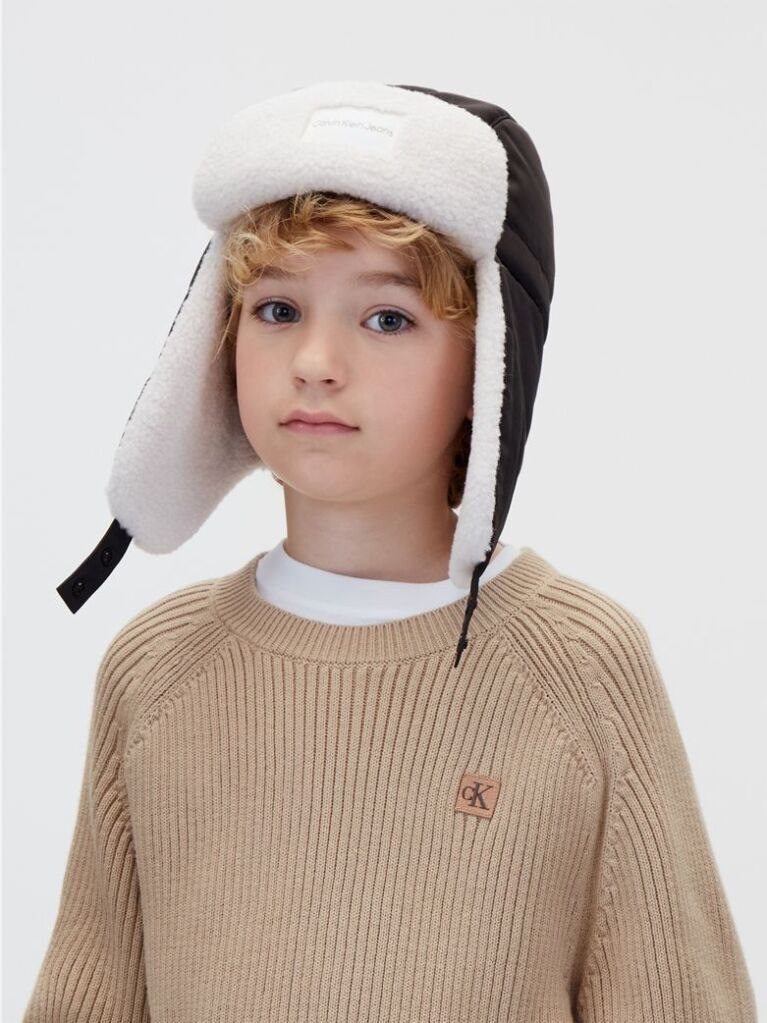 Black Kids' Padded Teddy Trapper Cap  Kids Unisex
