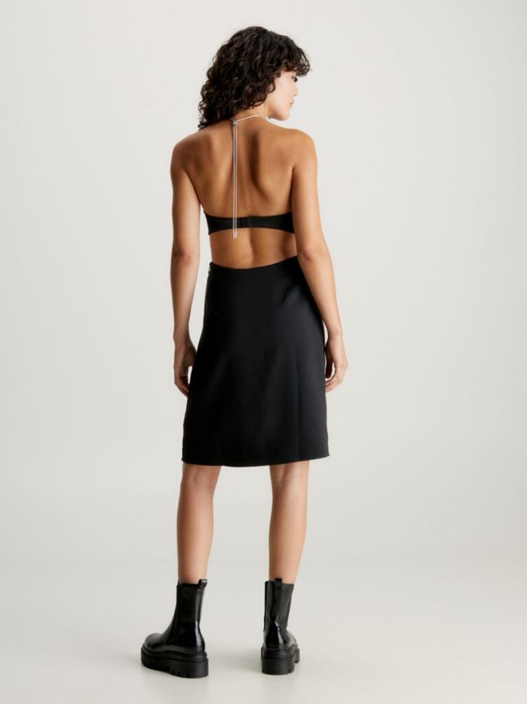 Black Satin Chain Detail Bustier Dress  Women