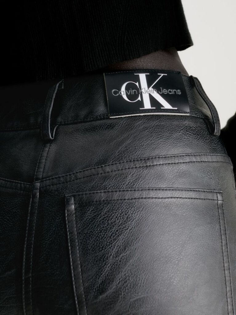 Black High Rise Faux Leather Trousers  Women