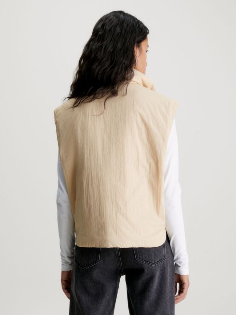 Beige Relaxed Padded Nylon Vest  Women