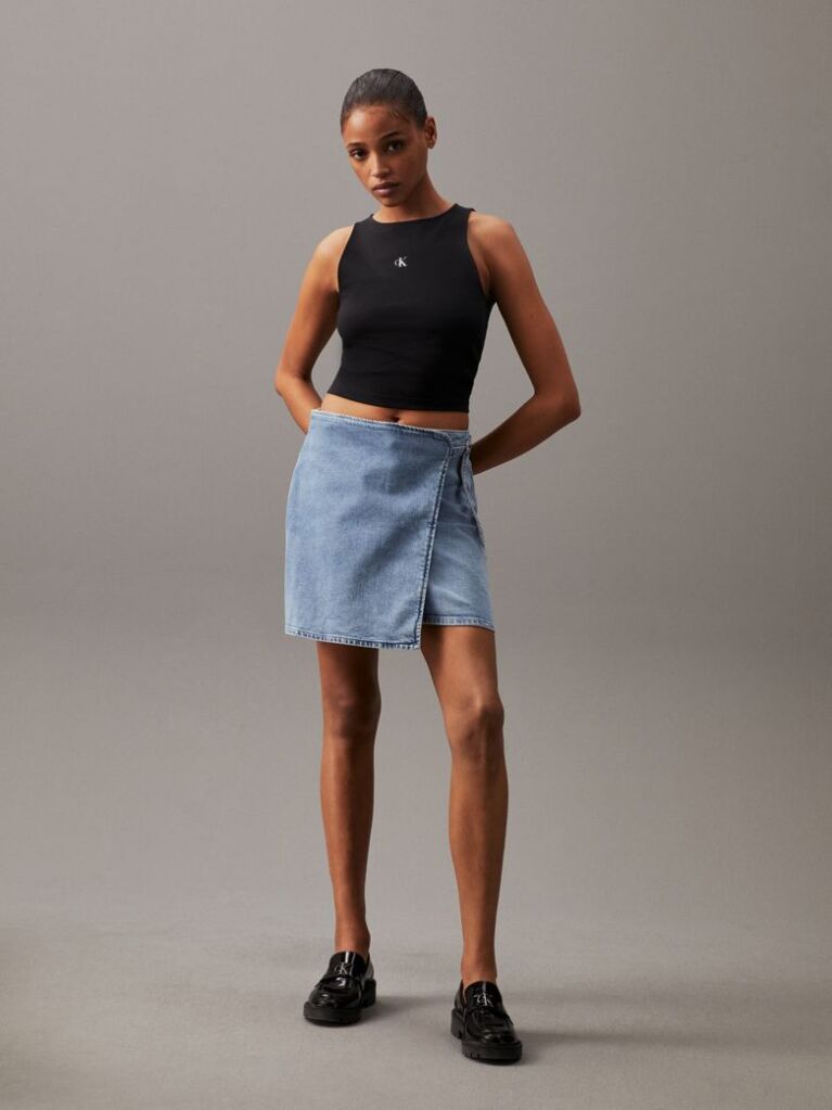 Denim Denim A-line Wrap Skirt  Women