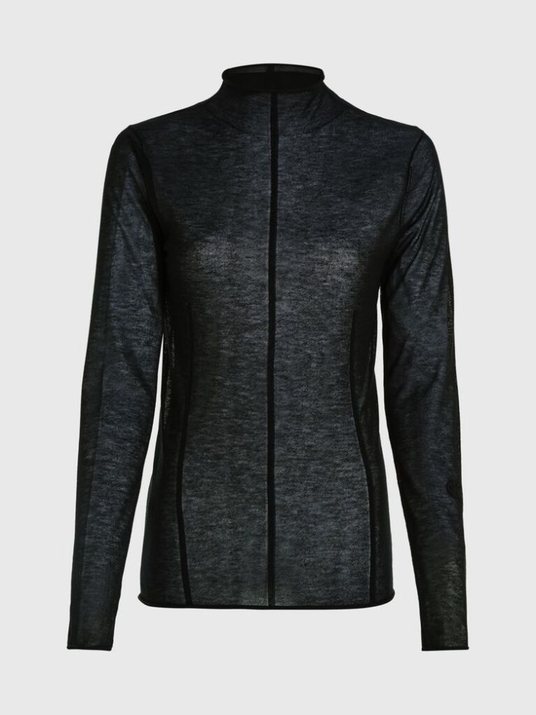 Black Slim Sheer Knit Jumper  Women