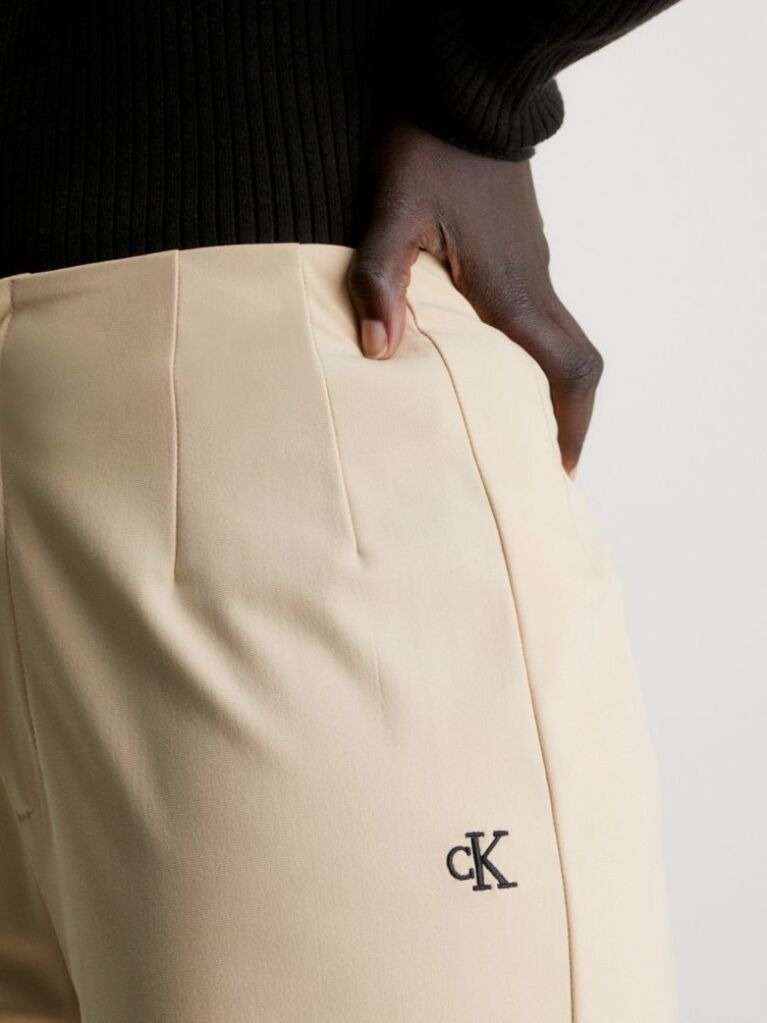 Beige Wide Leg Knit Trousers  Women