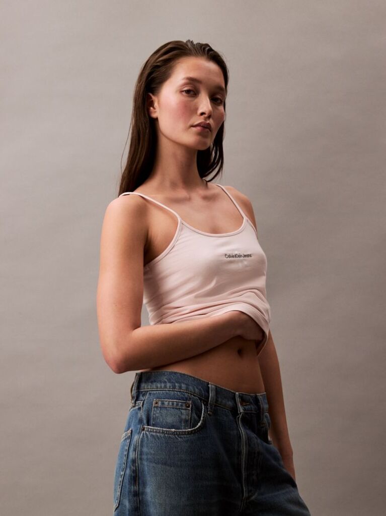 Ροζ Slim Cami Τοπ Με Μονόγραμμα  Γυναίκα