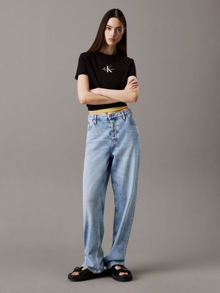 Μαύρο Cropped T-shirt Με Μονόγραμμα  Γυναίκα