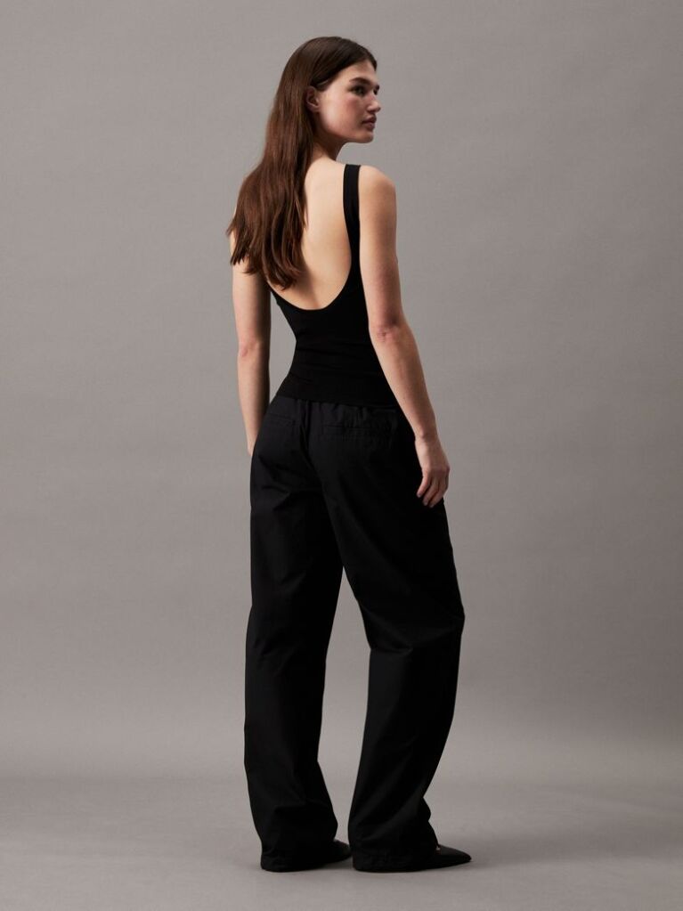 Black Cotton Straight Cargo Pants  Women