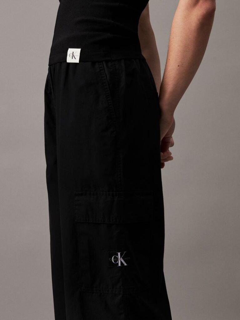 Black Cotton Straight Cargo Pants  Women