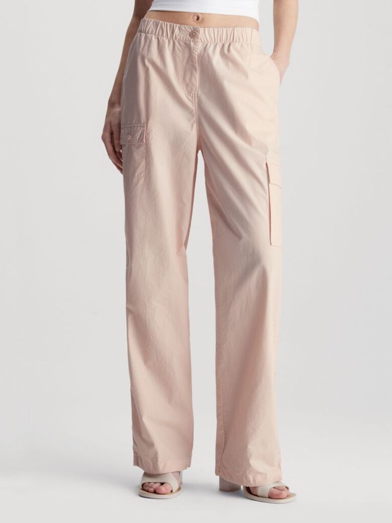 Pink Cotton Straight Cargo Pants  Women