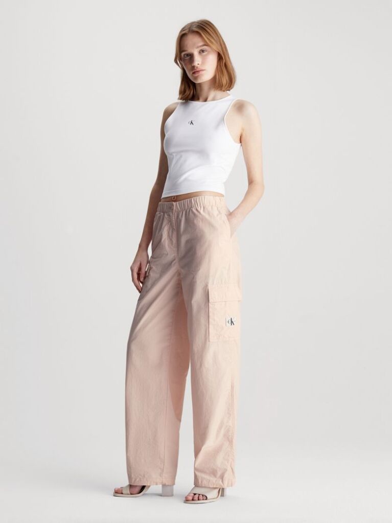 Pink Cotton Straight Cargo Pants  Women