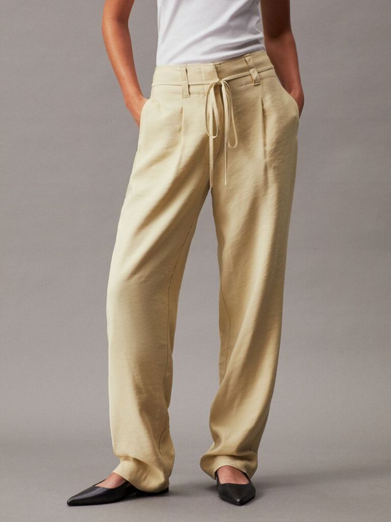 Πράσινο Tapered Παντελόνι Από Μαλακό Twill  Γυναίκα
