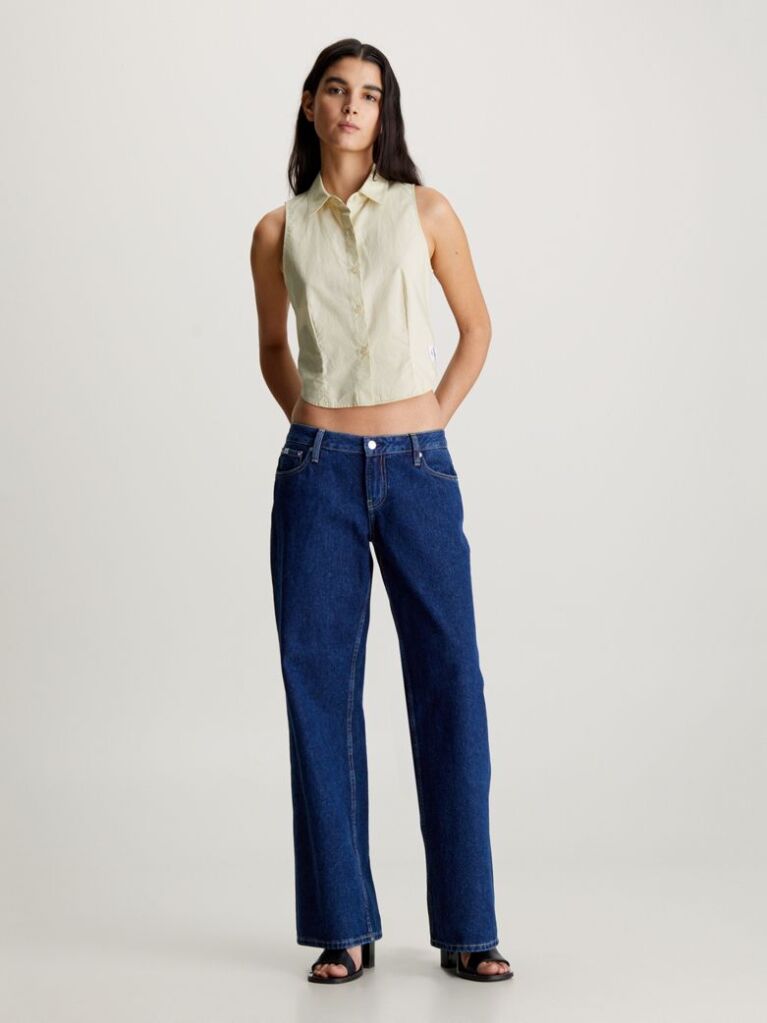 Green Cotton Poplin Sleeveless Shirt  Women