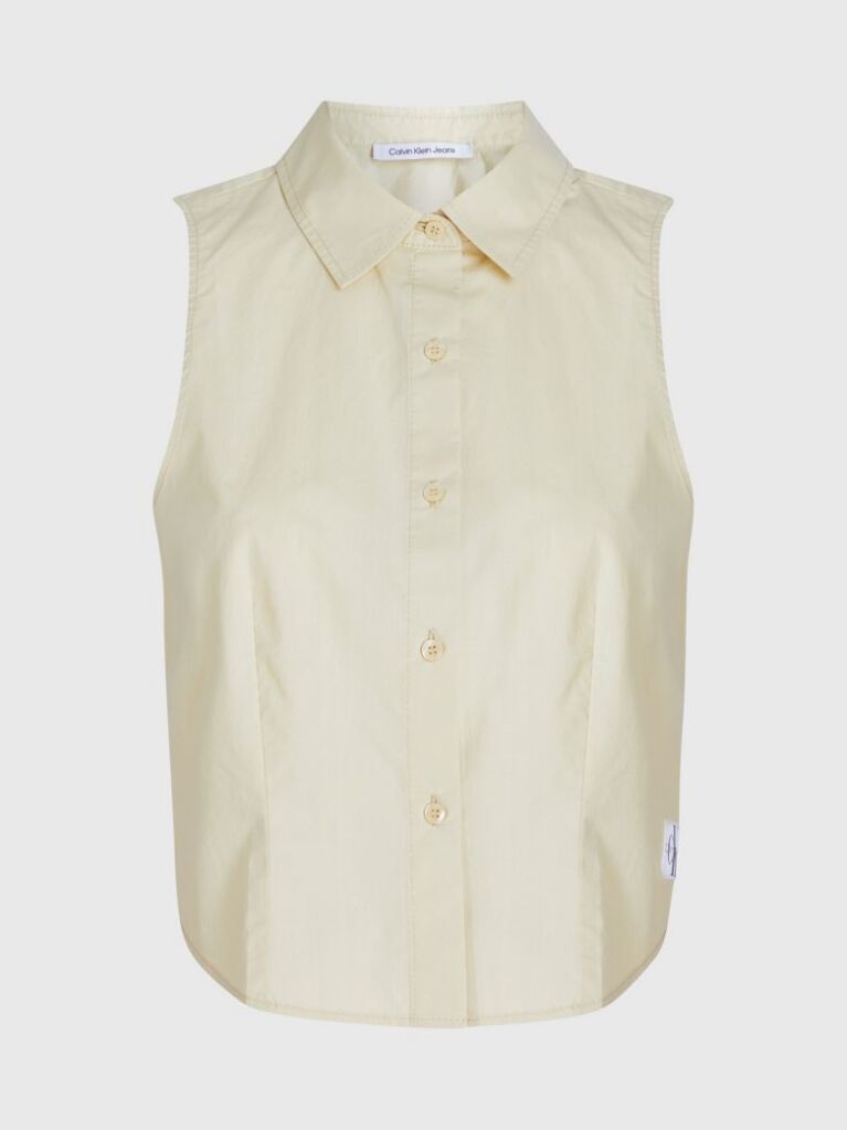 Green Cotton Poplin Sleeveless Shirt  Women