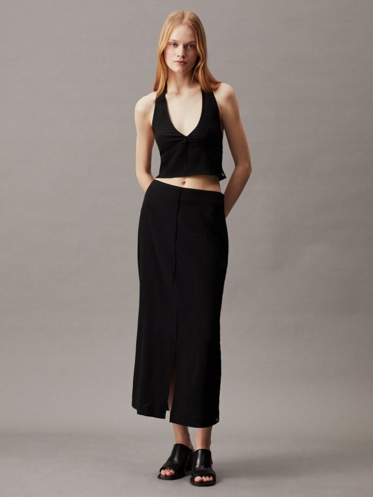 Black Crinkle Halterneck Top  Women