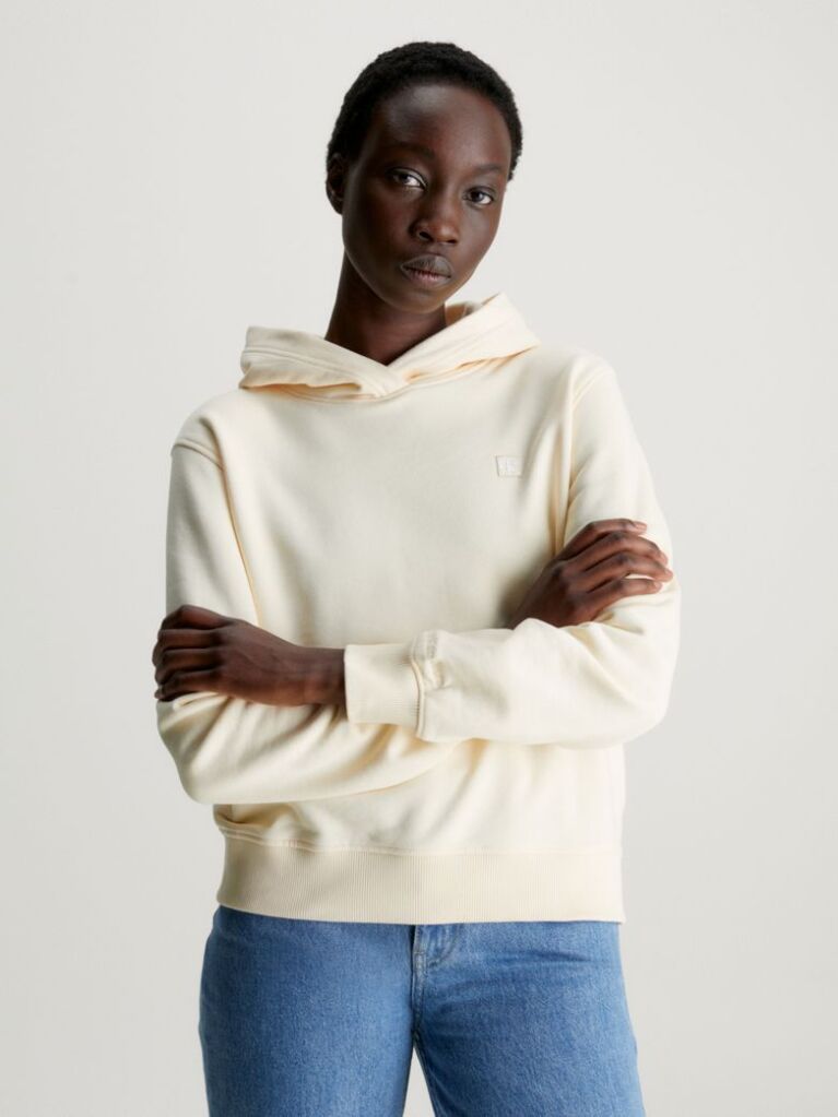 Beige Cotton Terry Hoodie  Women