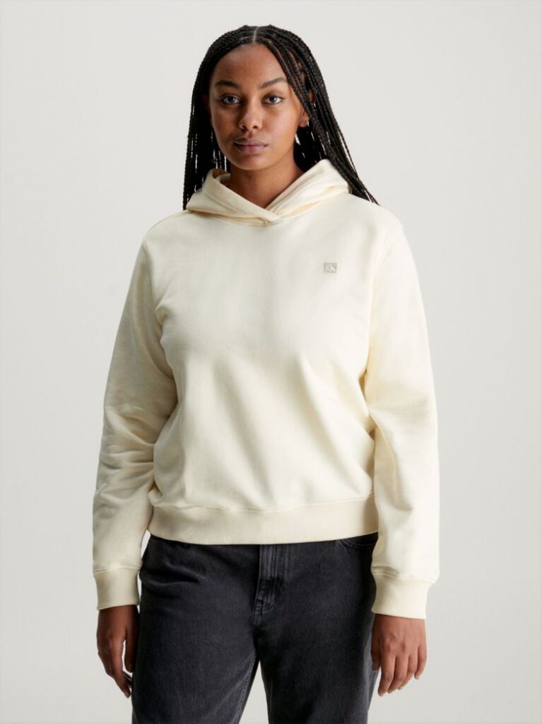 Beige Cotton Terry Hoodie  Women