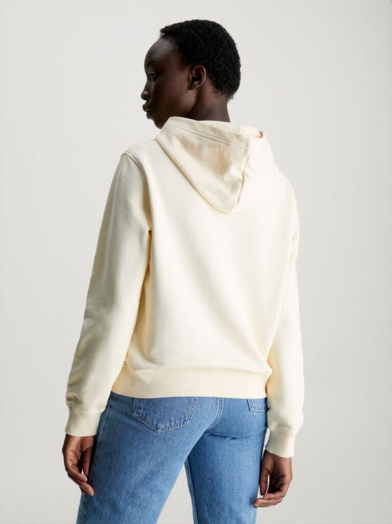 Beige Cotton Terry Hoodie  Women