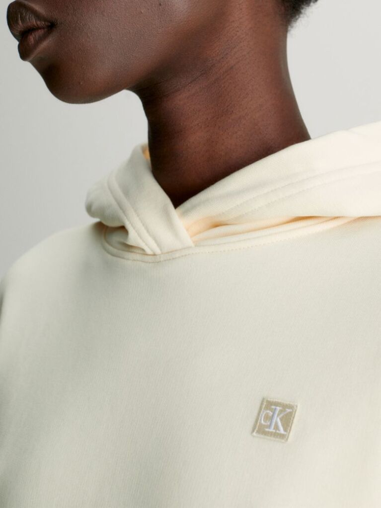 Beige Cotton Terry Hoodie  Women