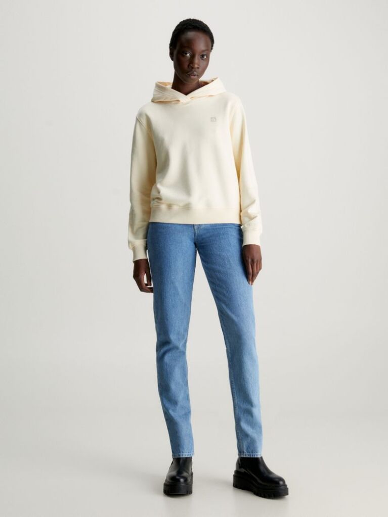 Beige Cotton Terry Hoodie  Women