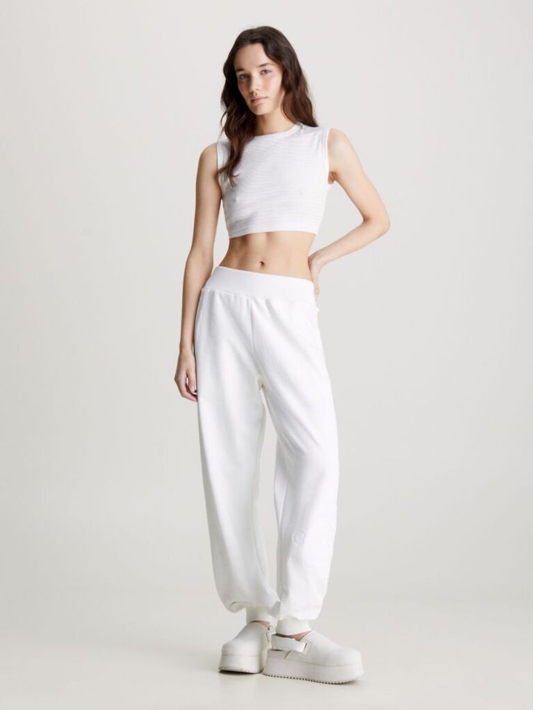 White Relaxed Monogram Joggers  Women