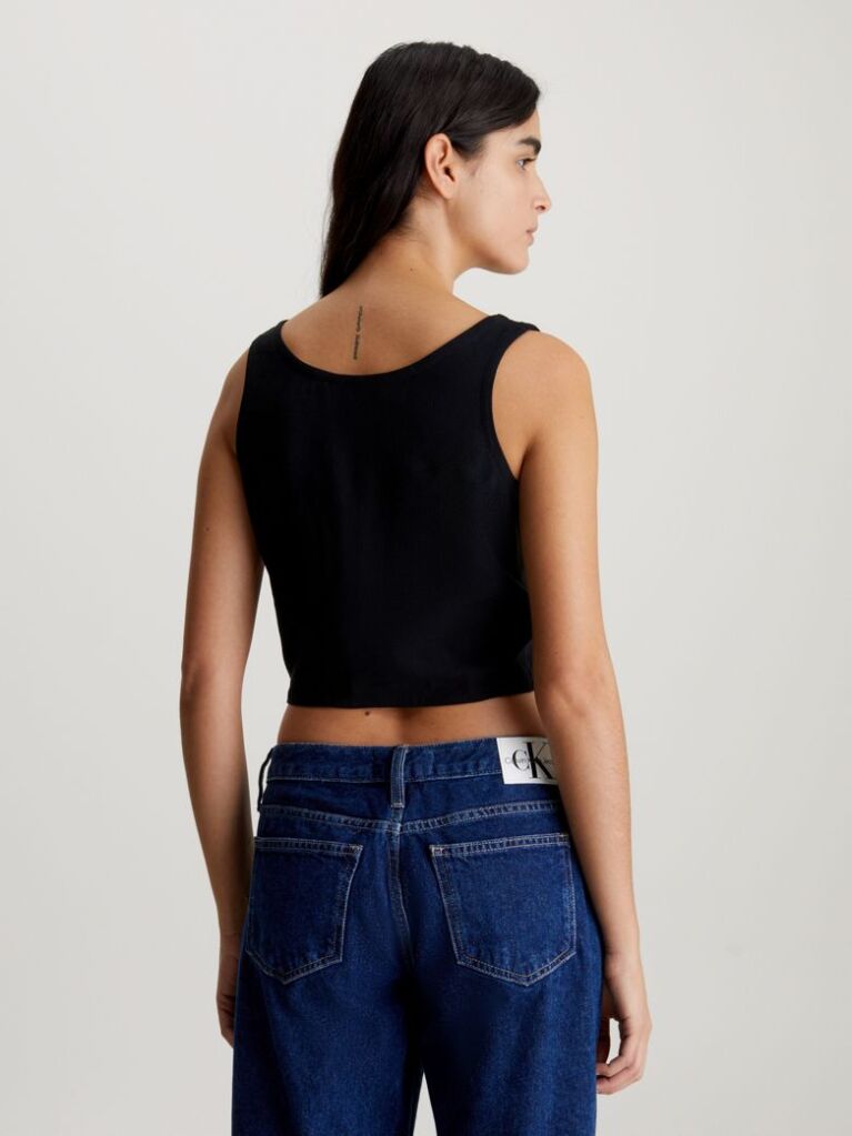 Black Soft Twill Sleeveless Top  Women