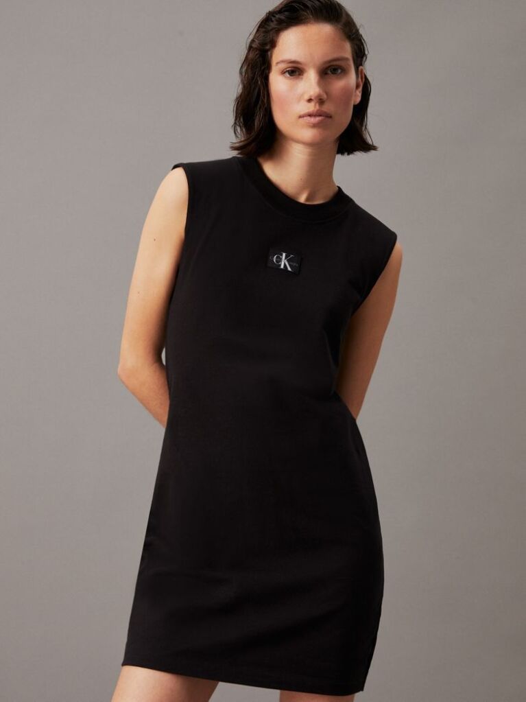 Black Relaxed Sleeveless T-shirt Dress  Women