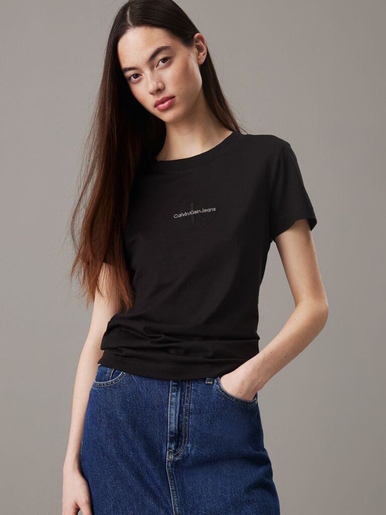 Black Slim Monogram T-shirt  Women