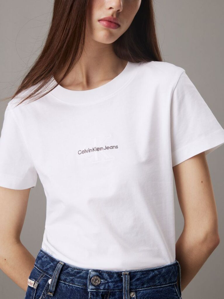 White Slim Monogram T-shirt  Women