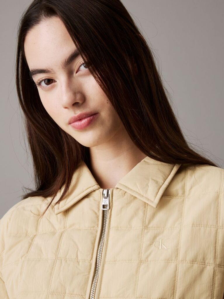 Beige Short Quilted Jacket  Women