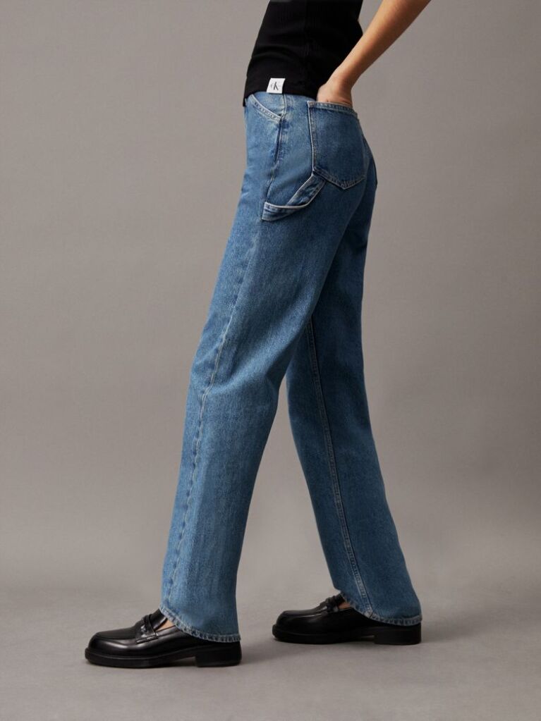 Denim High Rise Straight Carpenter Jeans  Women