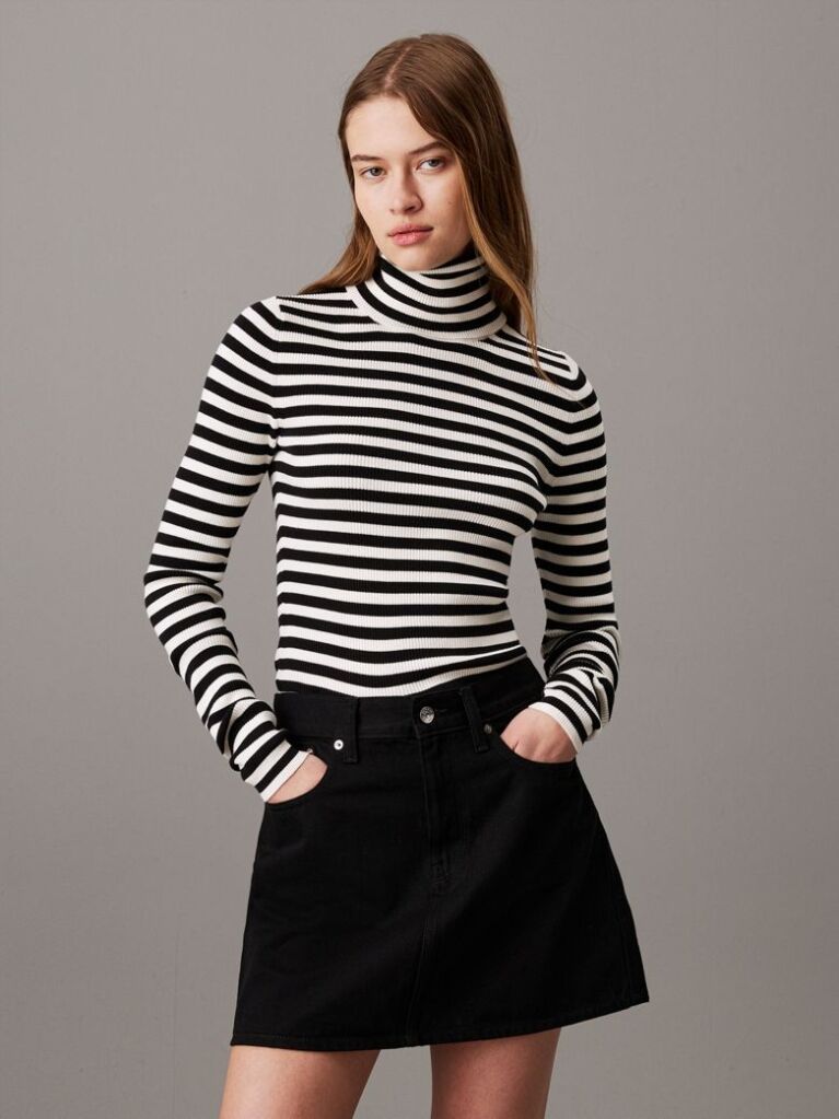 Multi Slim Ribbed Roll Neck Jumper  Women