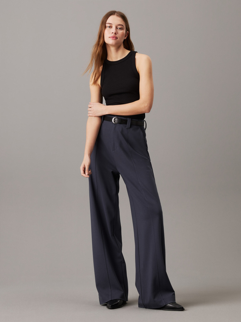 Grey Milano Jersey Wide Leg Trousers  Women