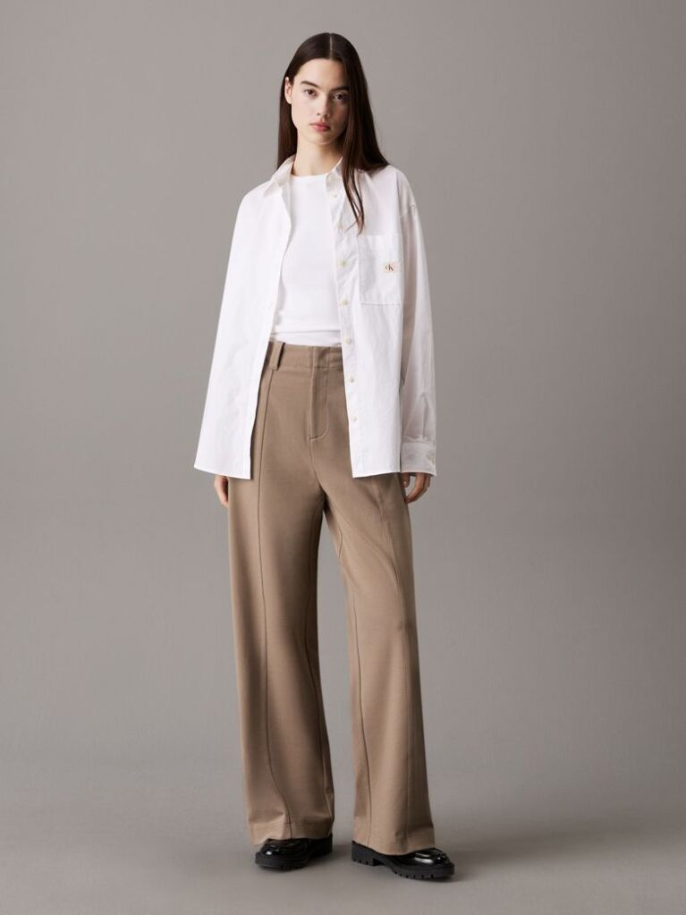 Grey Milano Jersey Wide Leg Trousers  Women