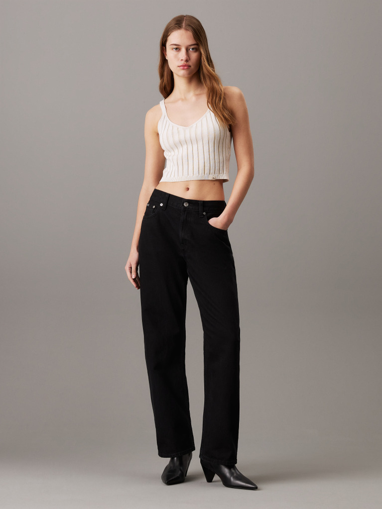White Plated Cotton Knit Bralette Top  Women