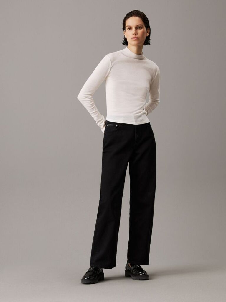 White Sheer Knit Long Sleeve Top  Women