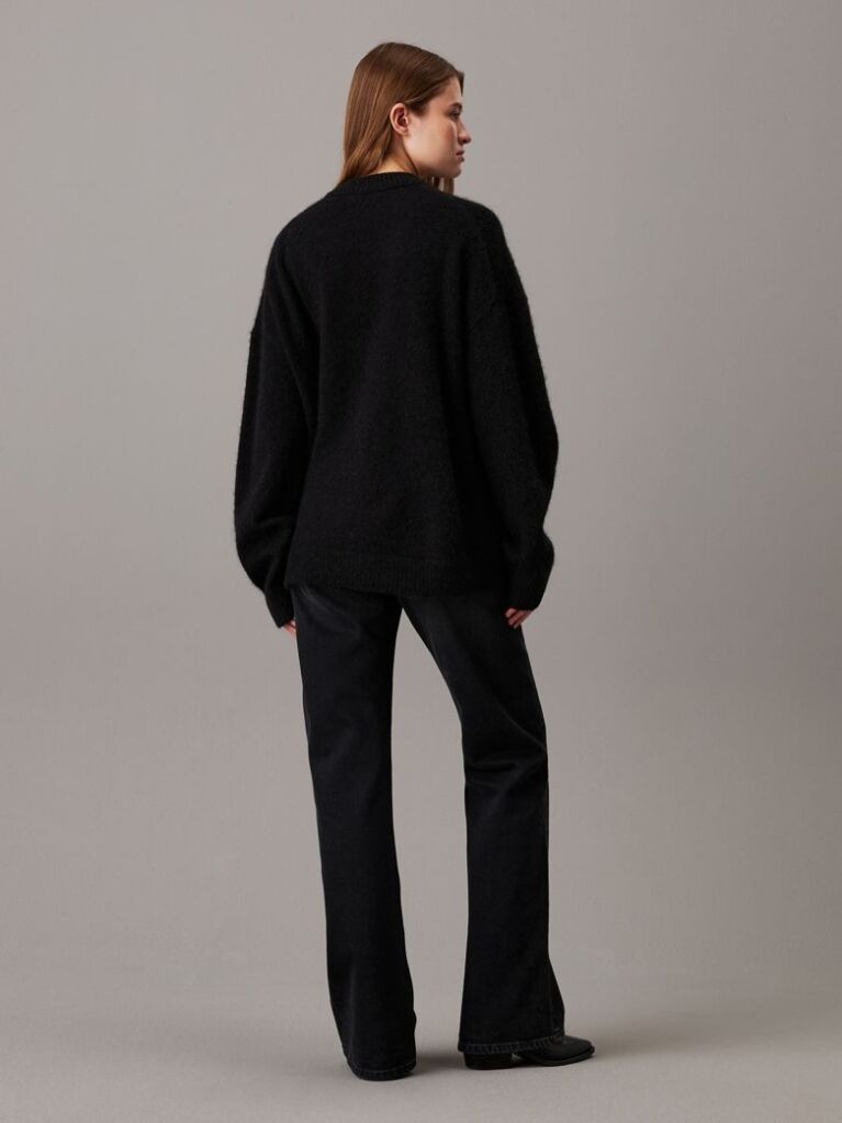 Black Relaxed Wool Blend Jumper  Women
