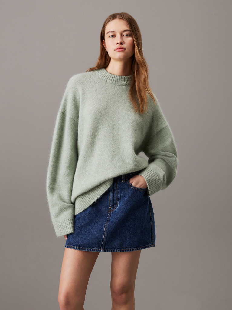 Green Relaxed Wool Blend Jumper  Women
