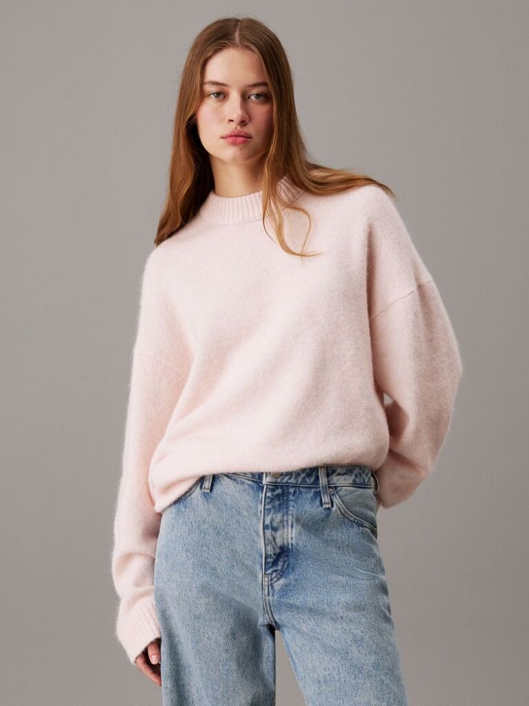 Pink Relaxed Wool Blend Jumper  Women