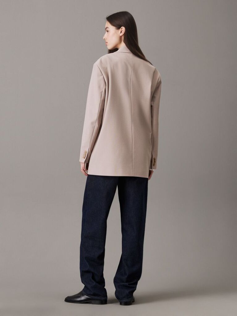 Beige Relaxed Double-Breasted Blazer  Women
